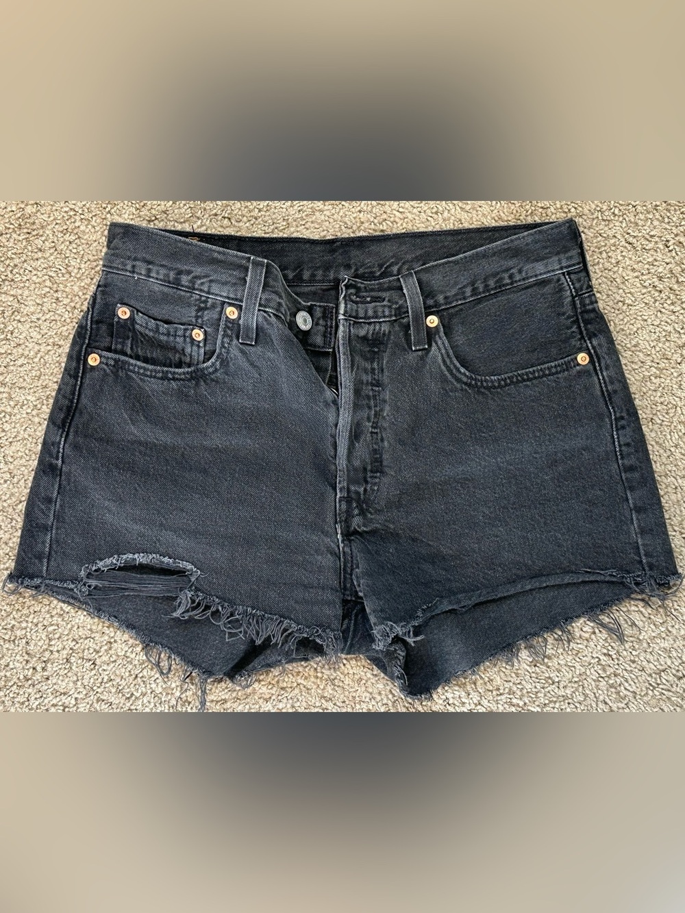 Levi's 501 Black Denim Shorts